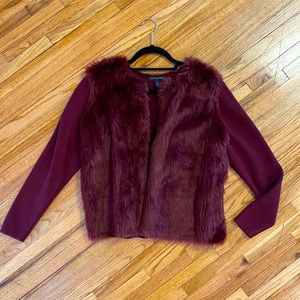 Banana Republic, never worn, maroon sweater with fur front. Size M